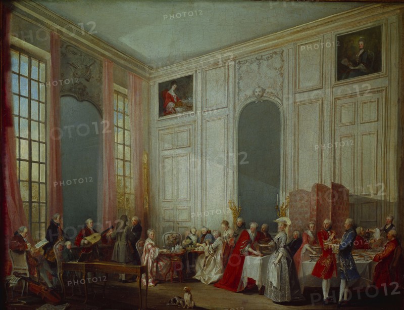Mozart Giving A Concert In The Salon des Quatre-Glaces at the Palais du Temple In The Court Of The P