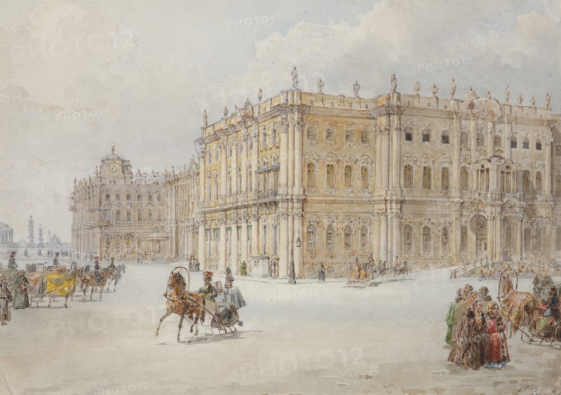 The ride of Emperor Nicholas I through the palace square, 1843.