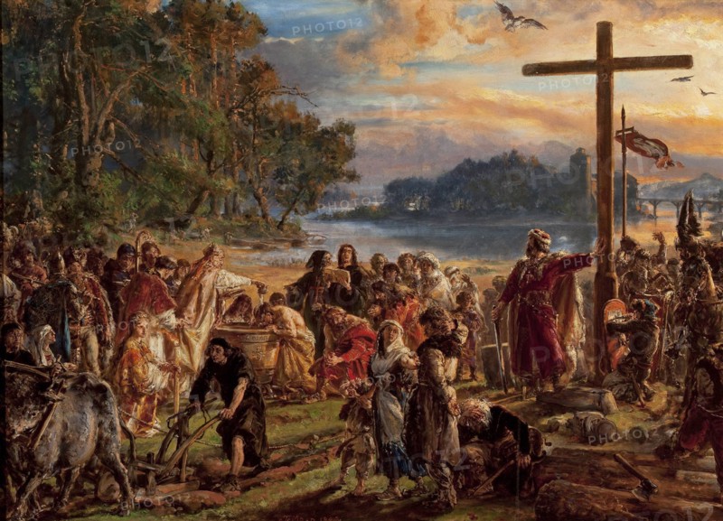 The Christianization of Poland, 966. From the series History of Civilization in Poland, 1889.