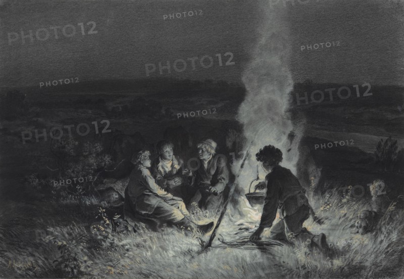 The Night Watch. Illustration for Sketches from a Hunter's Album by I. Turgenev, 1883-1884.