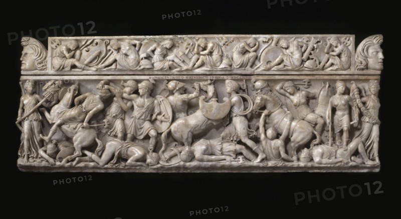 Sarcophagus with battle scenes between the Greeks and the Amazons, 2nd cen. AD.