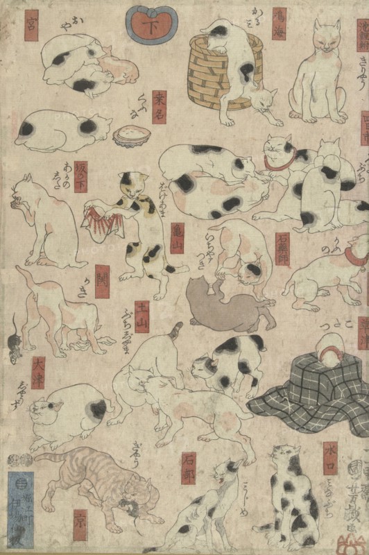 Cats. From the Series Fifty-three Stations of the Tokaido, 1848-1849.