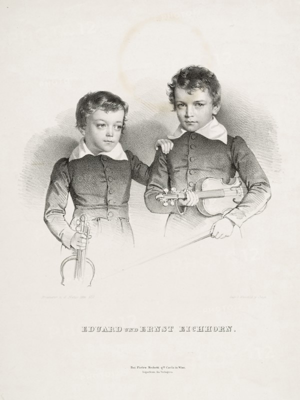 Ernst (1822-1844) and Eduard (1823-1896) Eichhorn, two little violinists, 1831.