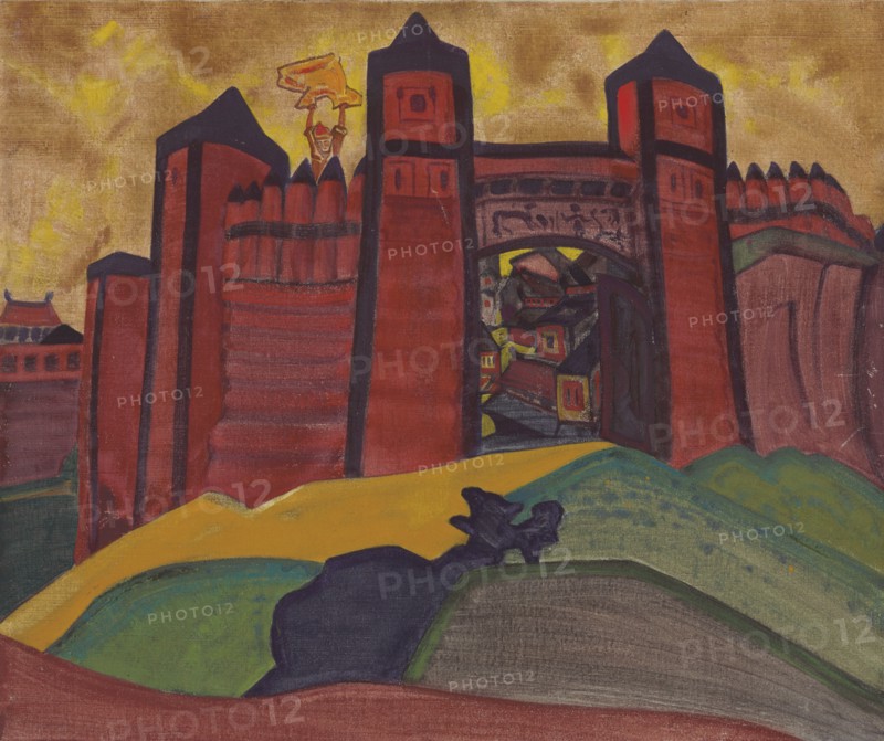 The Gates of Tmutarakan. Stage design for the opera The Tale of Tsar Saltan by N. Rimsky-Korsakov, 1