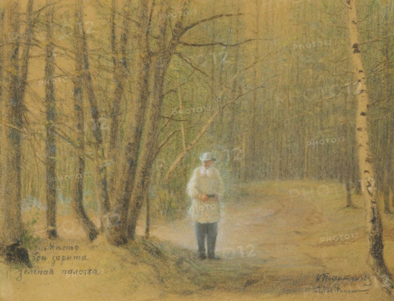 Leo Tolstoy in the forest.