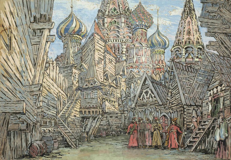 Stage design for the opera Khovanshchina by M. Musorgsky.