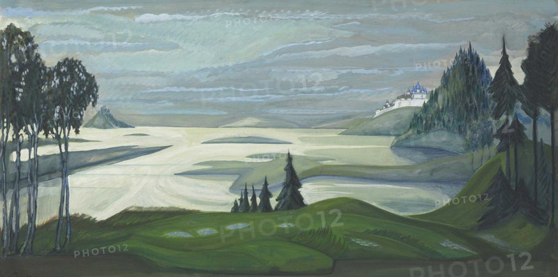 The Volkhov River. Stage design for the opera Sadko by N. Rimsky-Korsakov, 1929-1930.