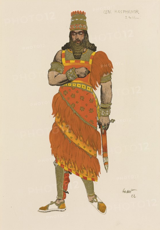 General Hasphénor. Costume design for the play Judith by Henri Bernstein in the Théâtre du Gymnase