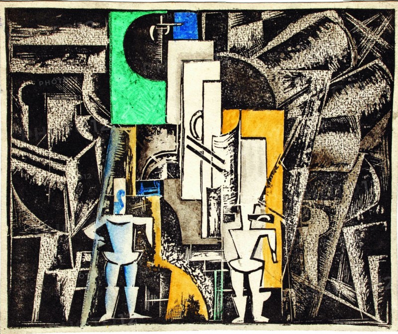Set design for the opera Victory over the sun after A. Kruchenykh, 1920.