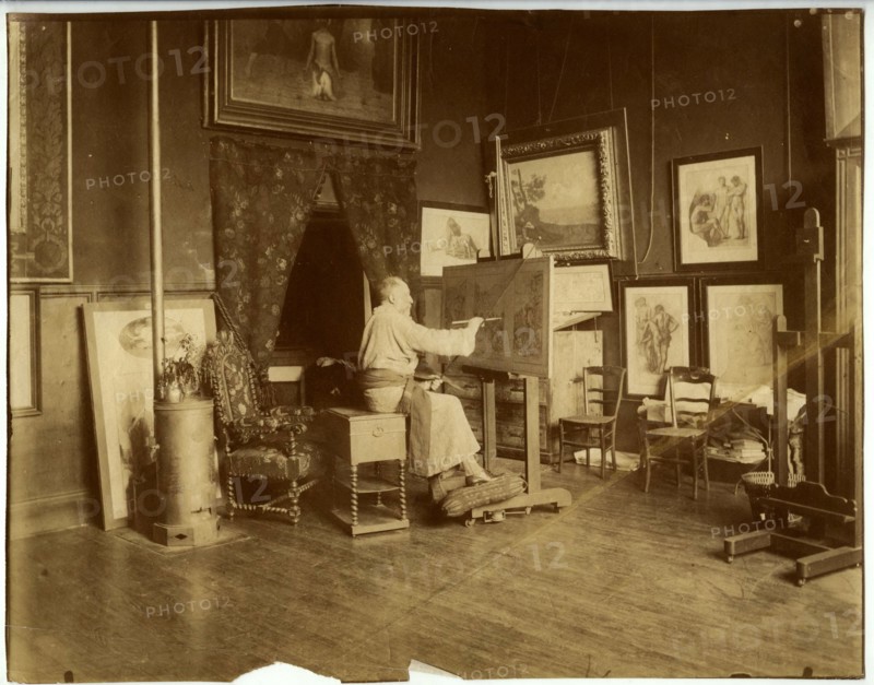 Pierre Puvis de Chavannes (1824-1898) in his workshop, c. 1890.
