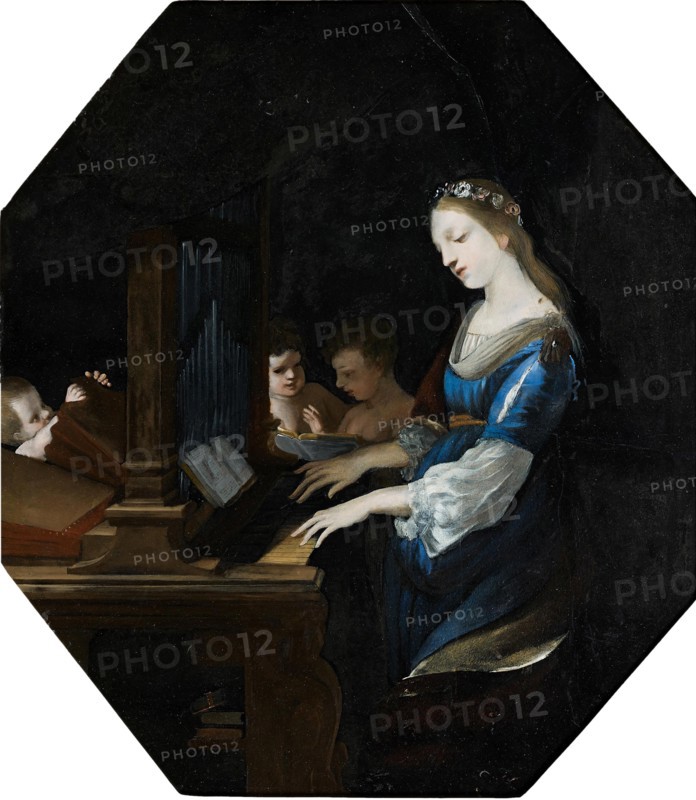 Saint Cecilia playing the organ.