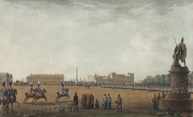 View of the Field of Mars and the Suvorov Monument in Saint Petersburg, 1807.