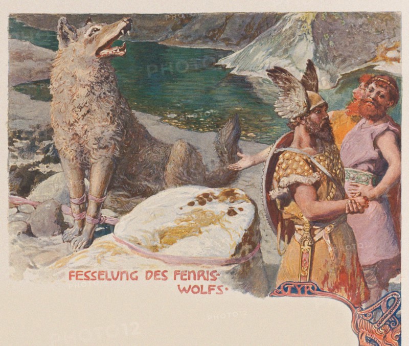 Binding of Fenris. From Valhalla: Gods of the Teutons, c. 1905.