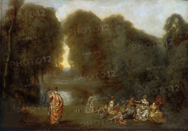 Assembly in a Park, ca 1717.