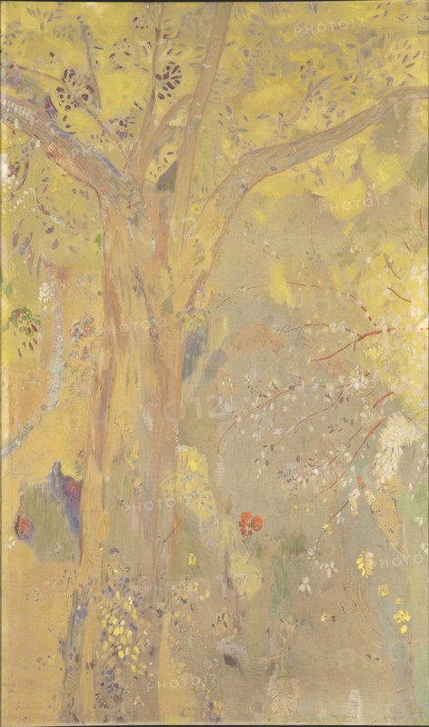 Arbre sur fond jaune. Décor pour le château de Domecy, 1901.