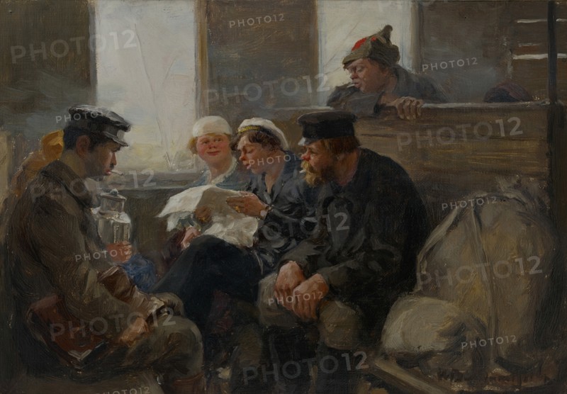 Group of Bolsheviks on a train, 1918-1923.