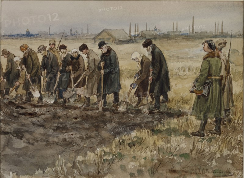 Hard labor for rich merchants, nobles and criminals during the years of revolution, 1919-1921.