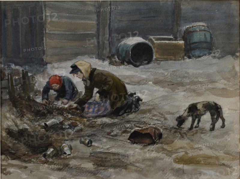 Hungry years in Petrograd (Drawn from nature), 1919.