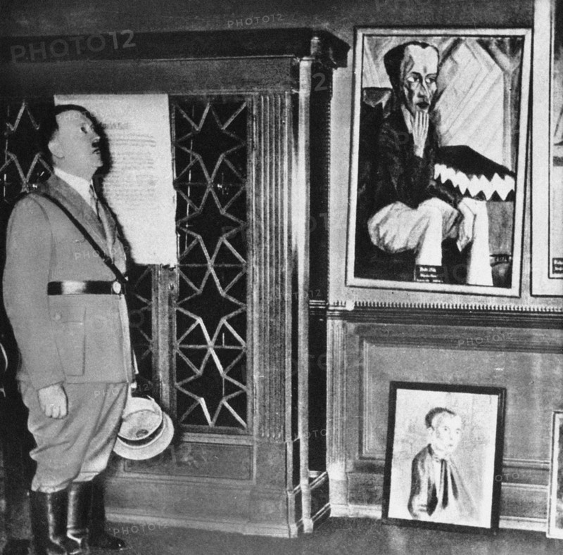 Adolf Hitler visits the Dresden exhibition Degenerate Art in 1935, 1935.