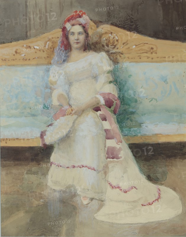 Portrait of the singer Alexandra Panaeva-Kartseva as Tatyana in the opera Eugene Onegin by P. Tchaik