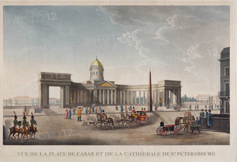View of the Kazan Square and the Kazan Cathedral in St. Petersburg, 1813-1816.