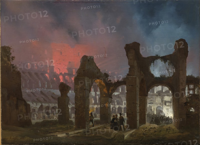 Rome's Colosseum illuminated, 1864.