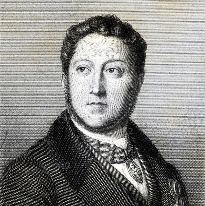 Portrait of the composer Gioachino Antonio Rossini (1792-1868), 1836. Creator: Dupré, Louis (1789-1837).