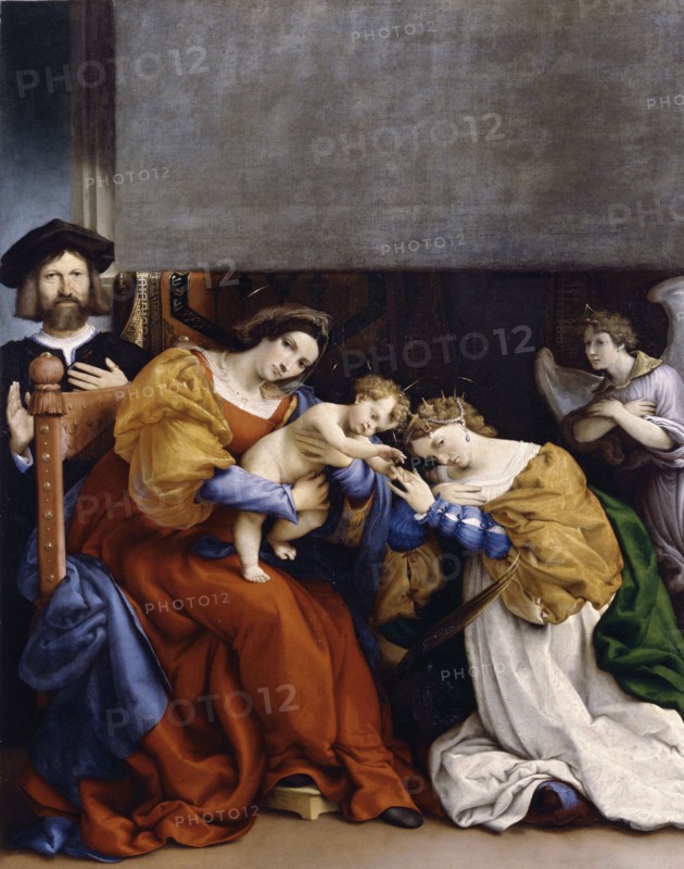 The Mystical Marriage of Saint Catherine with the Donor Niccolò Bonghi, 1523. Creator: Lotto, Lorenzo (1480-1556).