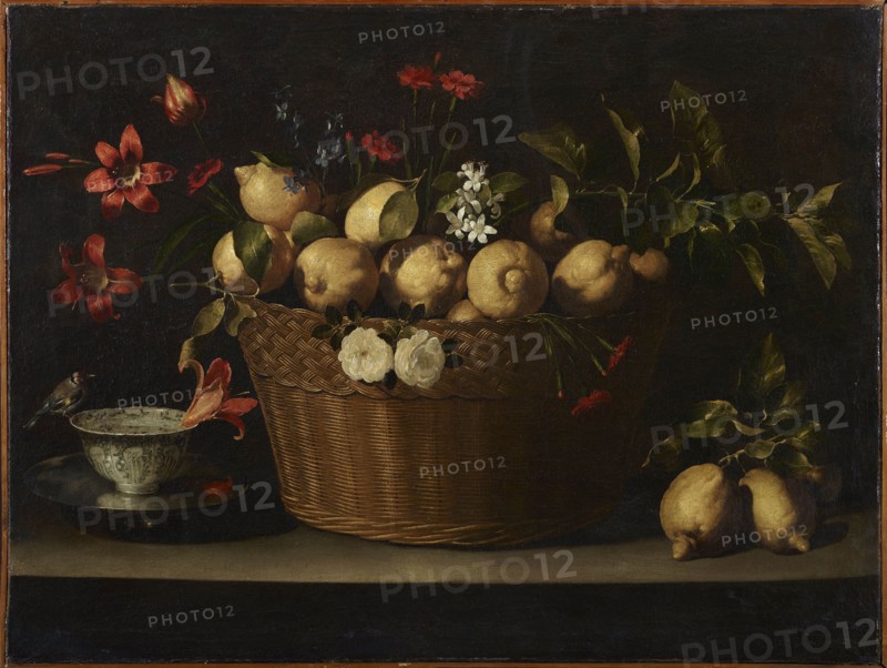 Still Life with Lemons in a Wicker Basket, ca 1643-1649. Creator: Zurbarán, Juan de (1620-1649).