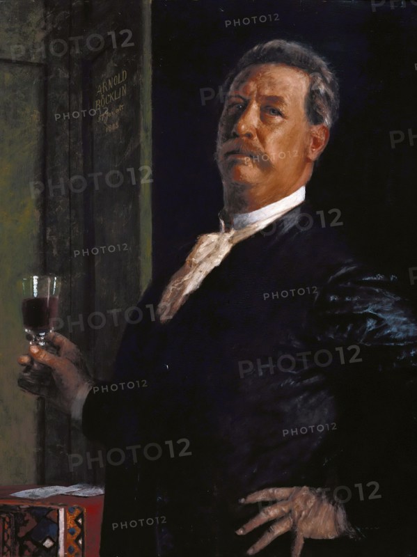 Self-Portrait with the wineglass, 1885. Creator: Böcklin, Arnold (1827-1901).