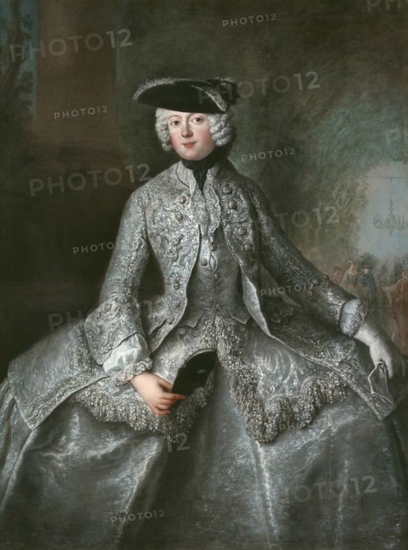 Portrait of Princess Anna Amalia of Prussia (1723-1787), Abbess of Quedlinburg, ca 1744 . Creator: Pesne, Antoine (1683-1757).