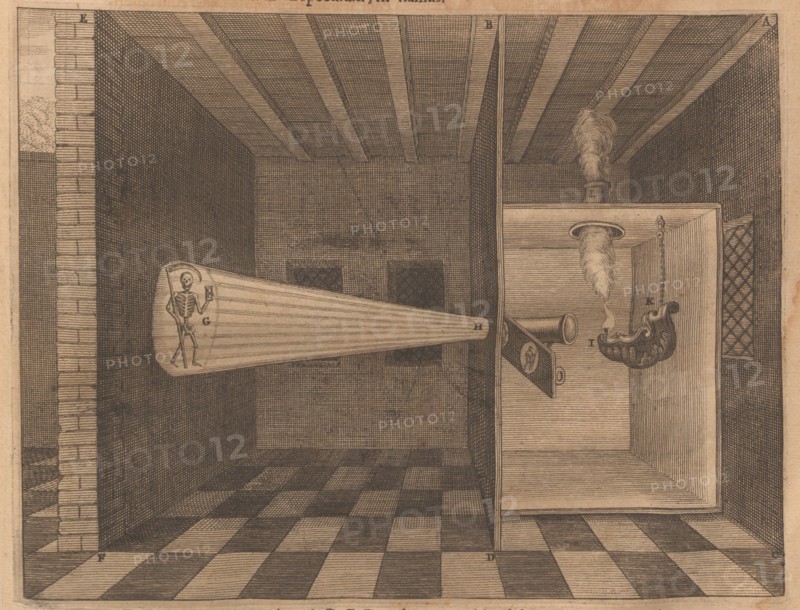 Magic lantern showing Death (from Ars Magna Lucis), 1671. Creator: Kircher, Athanasius (1602-1680).