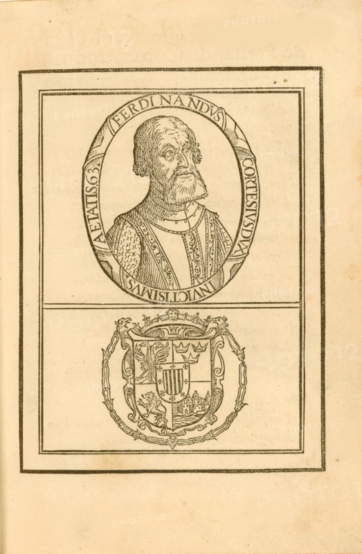 Portrait of Hernán Cortés (1485-1547) with his coat of arms, 1588. Creator: Anonymous.
