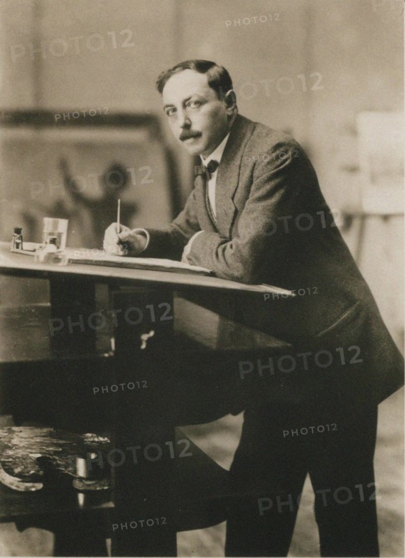 Portrait of Thomas Theodor Heine (1867-1948) in his studio, c.1913. Creator: Anonymous.