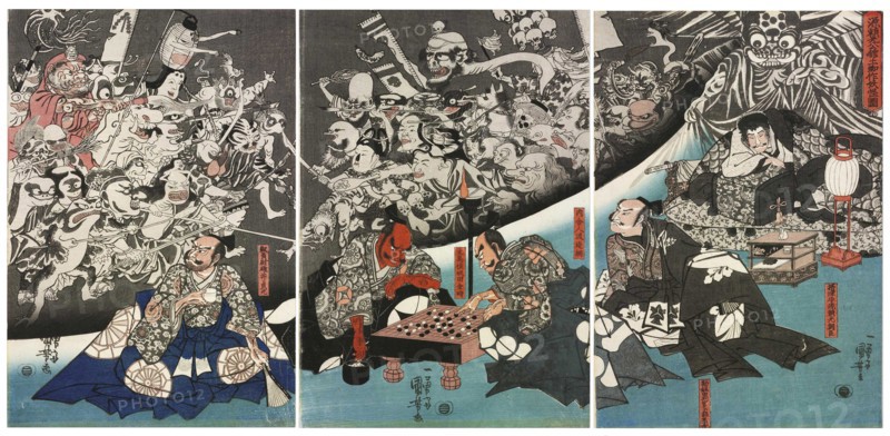 The Earth Spider Generates Monsters at the Mansion of Lord Minamoto Yorimitsu, 1843. Creator: Kuniyoshi, Utagawa (1797-1861).
