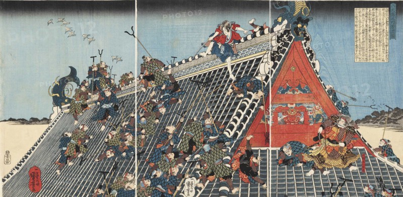 Horyu Tower, from the series Nanso Satomi Hakkenden (Tale of the Eight Dogs), c1840.