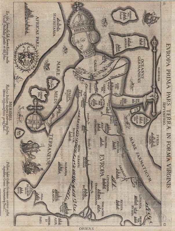 Europa Prima Pars Terrae in Forma Virginis (Europe in the Shape of a Queen), 1581.