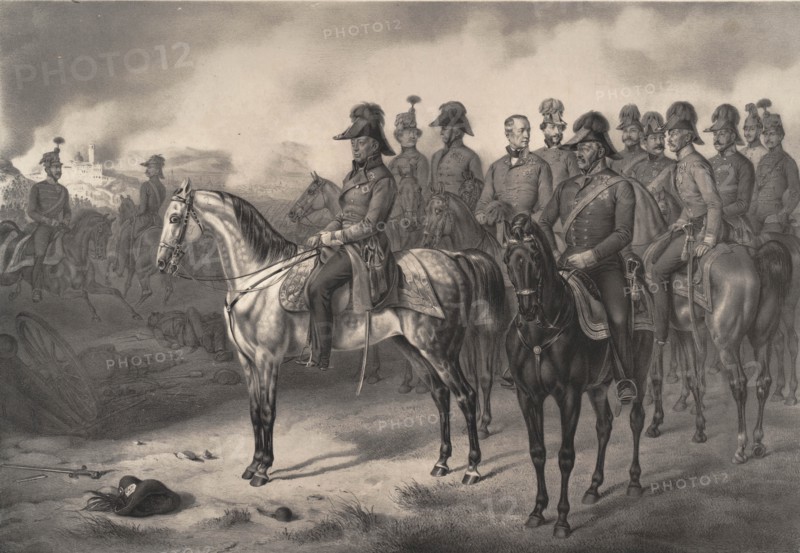 Field marshal Josef Graf Radetzky with his entourage, 1850.
