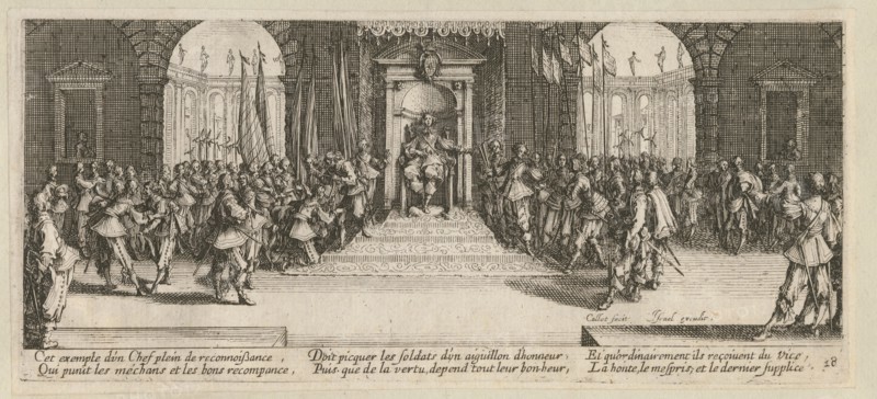 The Miseries and Misfortunes of War, folio 18: Distribution of Rewards, 1633.