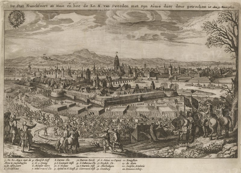 Contrafacter of Frankfurt am Main with passage of the Swedes under Gustav Adolf on 17th November 163