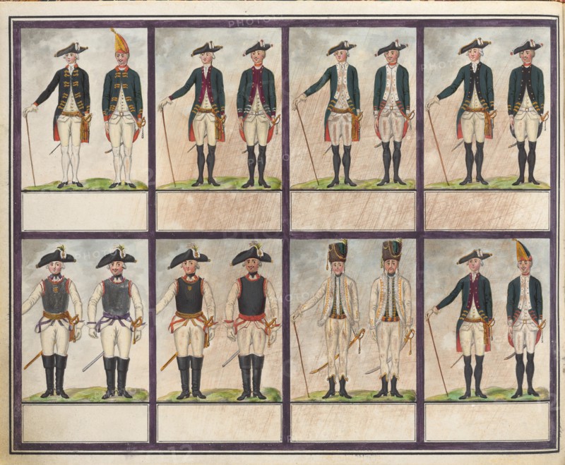 Table of uniforms of the troops of Paul I., Gatchina, 1793-1796.