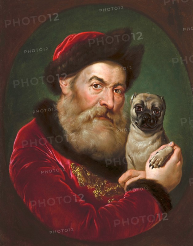 Old man with a Pug, c1740.