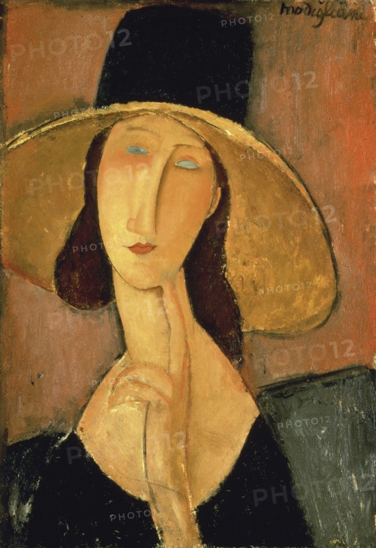 Jeanne Hébuterne with big hat, 1918.