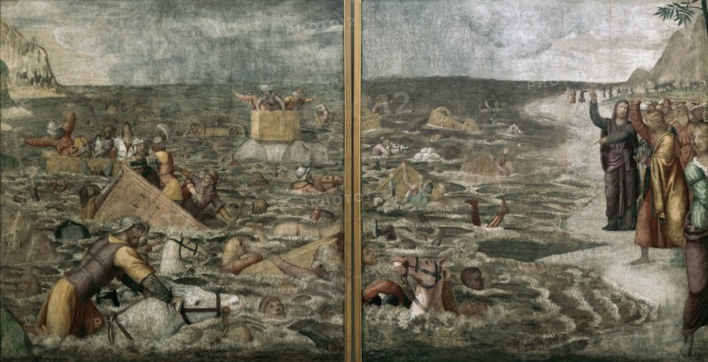 The Crossing of the Red Sea (Pharaoh's Hosts engulfed in the Red Sea), 1509-1510.