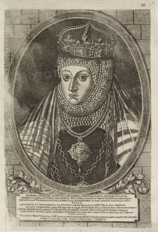 Barbara Radziwill (1520-1551), Queen of Poland. From: Icones Familiae Ducalis Radivilianae, 1758.