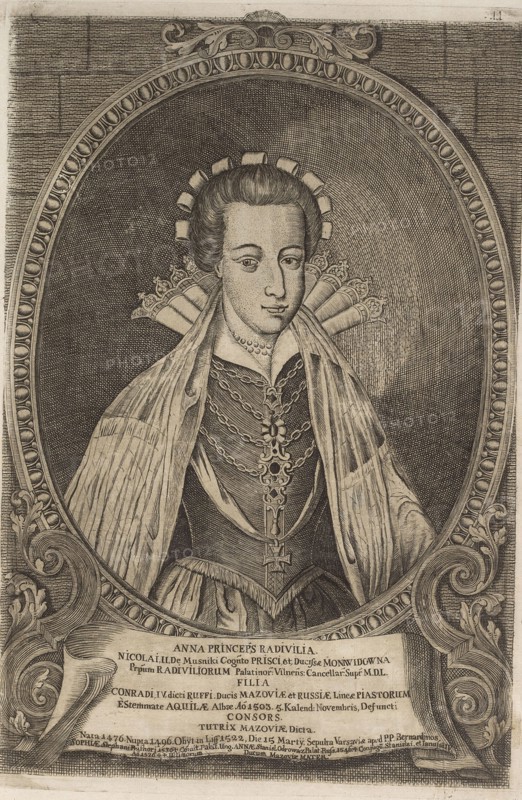 Anna Radziwill (1475/76-1522). From: Icones Familiae Ducalis Radivilianae, 1758.