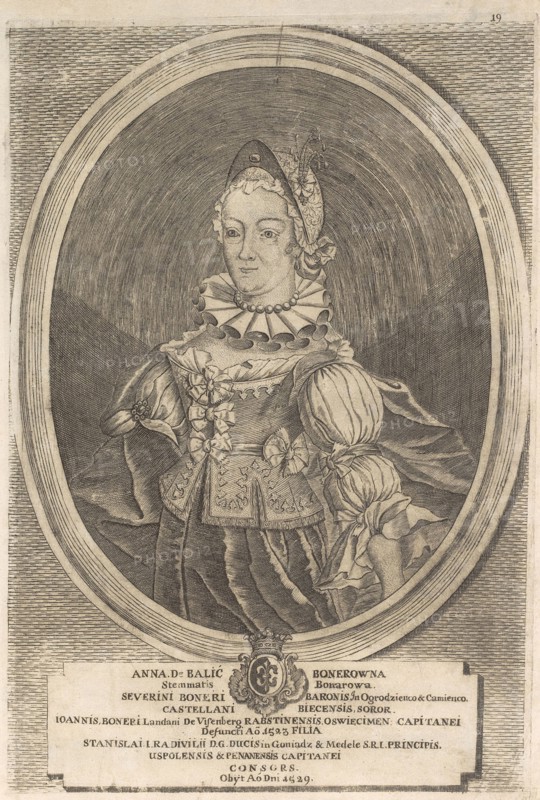 Anna Radziwill (Boner). From: Icones Familiae Ducalis Radivilianae, 1758.