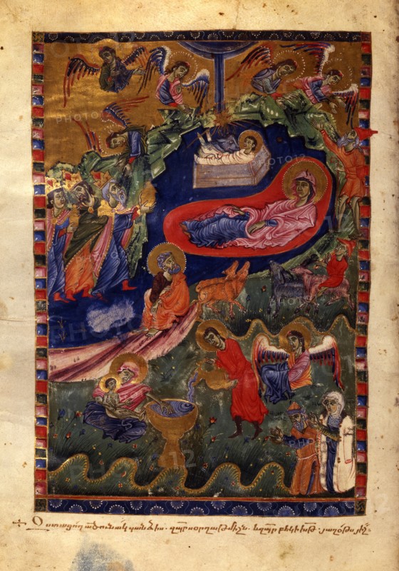 The Nativity of Christ (Manuscript illumination from the Matenadaran Gospel), 1314.
