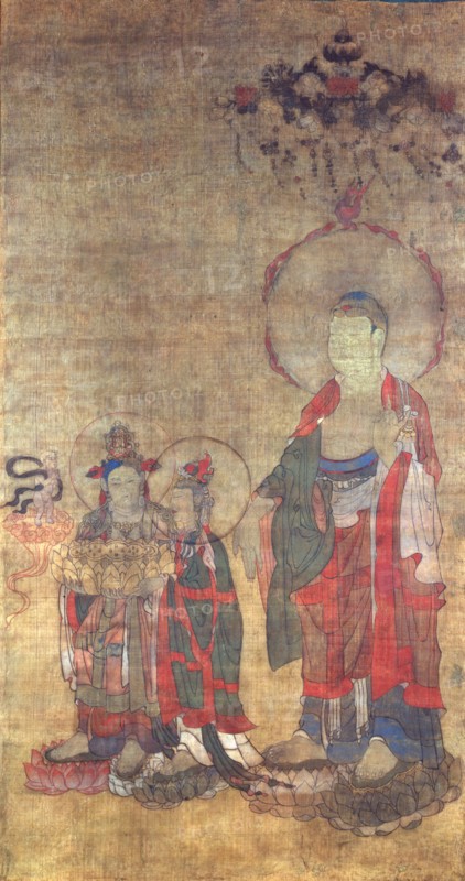 Greeting the Righteous Man on the Way to the Pure Land of Amitabha (Thangka), 12th century.