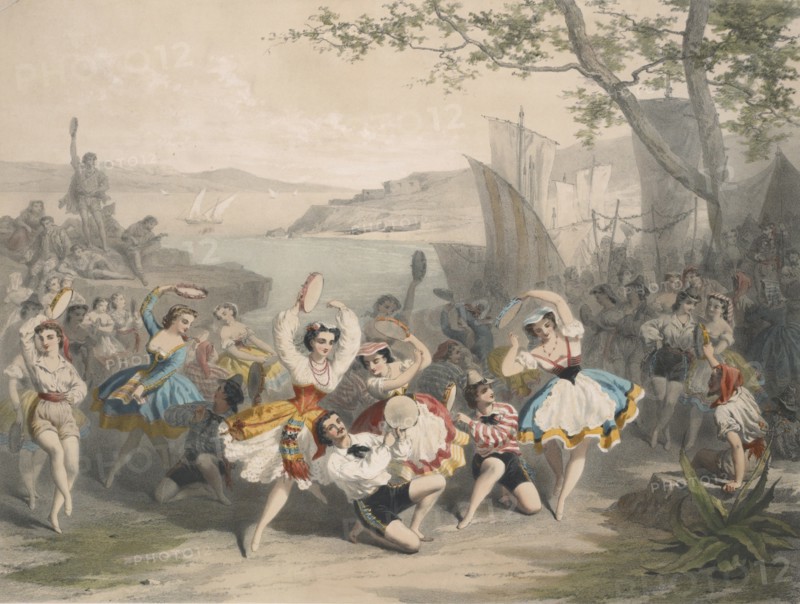 Tarantella. Scene from the Ballet L'étoile de Messine by Nicolò Gabrielli, ca 1865.